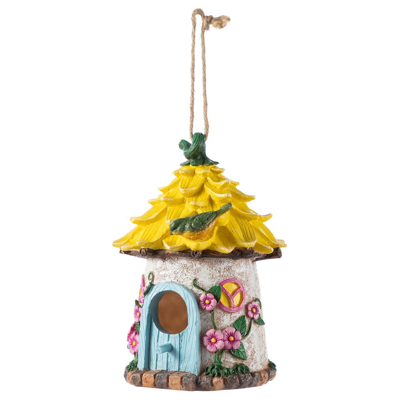 Glitzhome® 9" Resin Yellow Roof Outdoor Garden Birdhouse